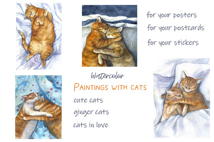 Watercolor Clipart, Cat Clipart png