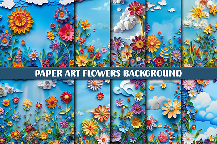 Paper art flowers background, a Background Photo by protabsorkar11