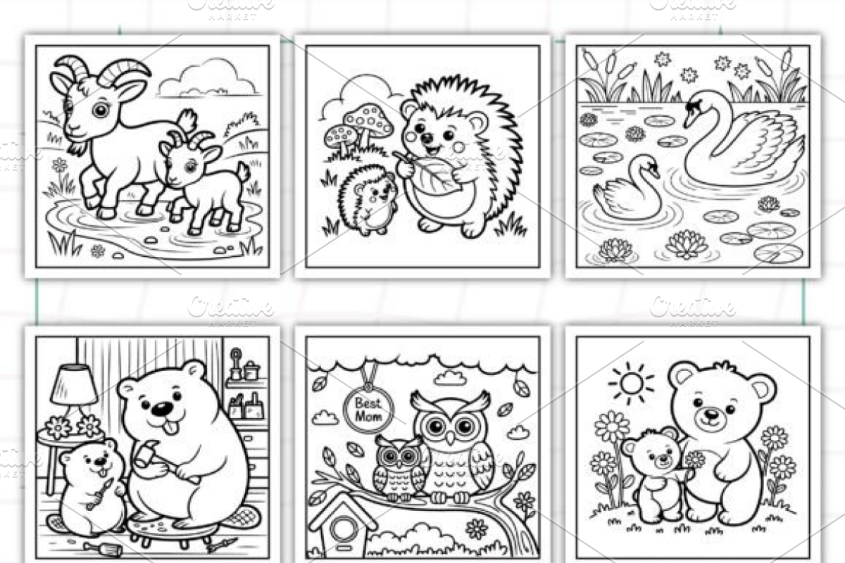 Bold Easy Mom Moments Coloring Pages, a Decorative Illustration by Ink Gallery (Photo 7 of 9)