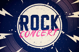 Grunge Rock Concert Poster With LP, a Decorative Illustration by Black White Mouse Design