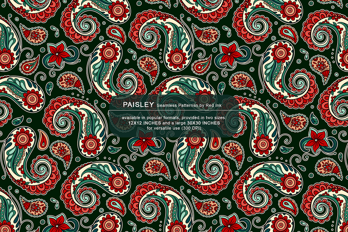 Paisley Seamless Arabesque Patterns, a Pattern Graphic by Red Ink (Photo 2 of 7)