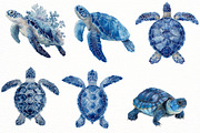 watercolor sea turtle clipart, an Illustration by Designworld (Thumbnail 2 of 8)