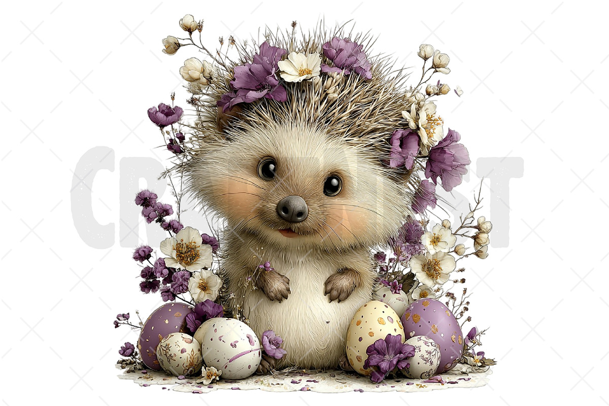 Whimsical Easter Hedgehog Clipart, an Illustration by Craft Nest (Photo 11 of 12)