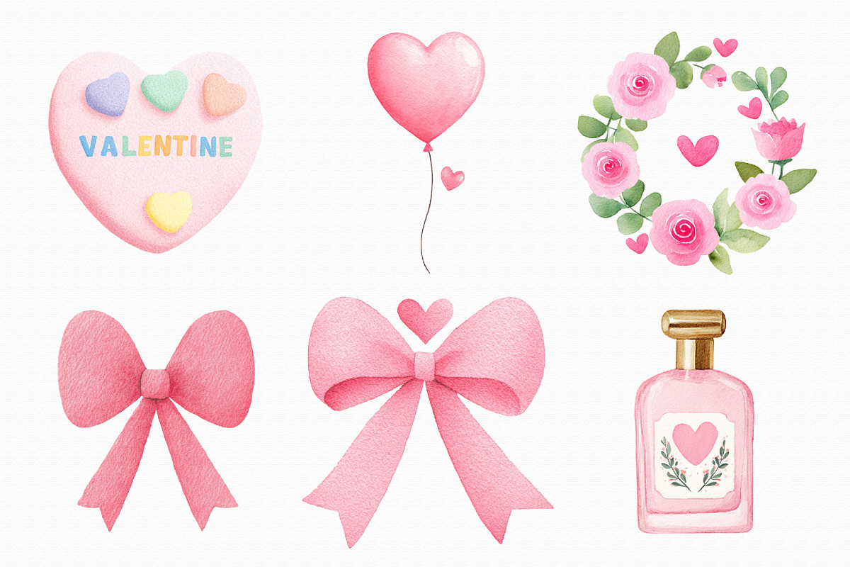 Watercolor Valentines Clipart, an Illustration by Libby Wishes (Photo 4 of 6)