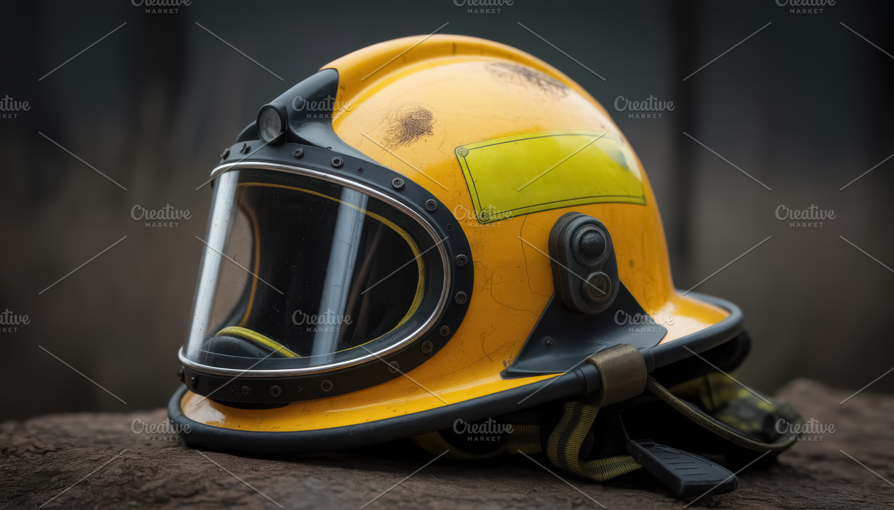 Yellow Firefighter Helmet with Prote, a Holiday Photo by Perpis