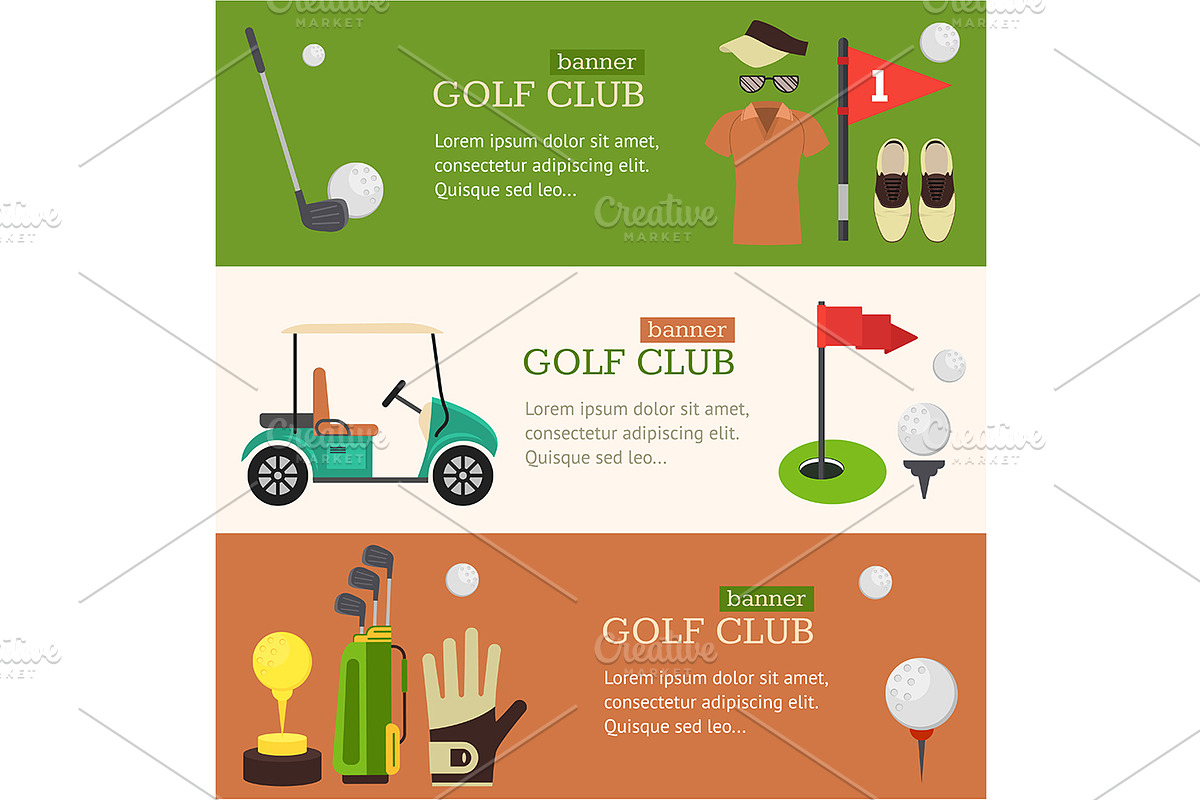Golf Club Banner Flat Design Style, a Healthcare Illustration by Bigmouse_art (Photo 3 of 4)