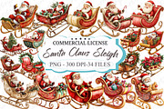 Christmas Santa Claus Sleigh Clipart, an Illustration by designcity5 (Thumbnail 1 of 5)