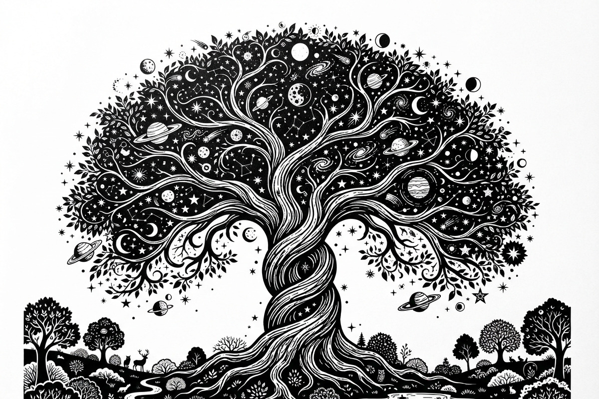 50 Mystical Galaxy Forest Silhouette, a Technology Illustration by Amazin_art (Photo 12 of 33)