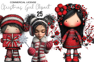 Whimsical Christmas Girl Clipart, an Animal Illustration by SVGArt