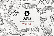 Owl Vector Line Art Set, an Illustration by MadliArt (Thumbnail 1 of 4)
