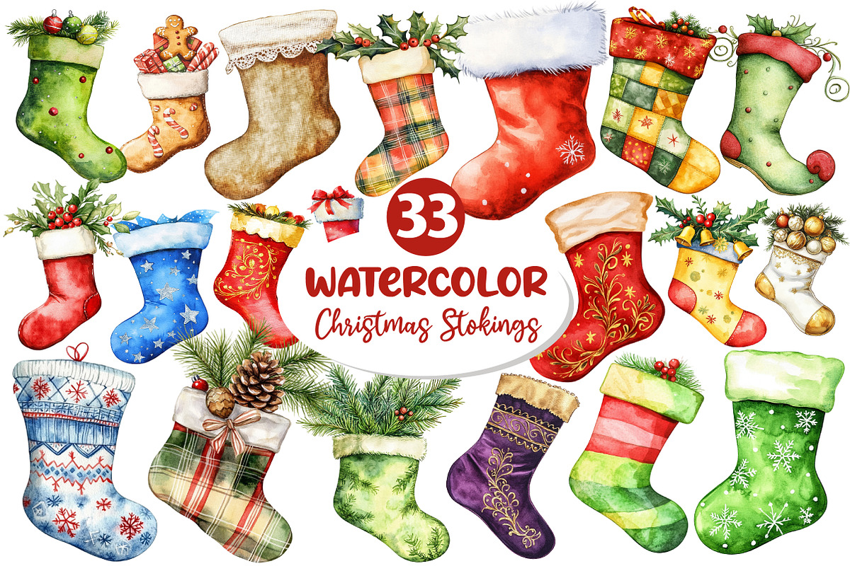 Christmas Stokings Clipart, an Illustration by Dream Creation (Photo 1 of 6)