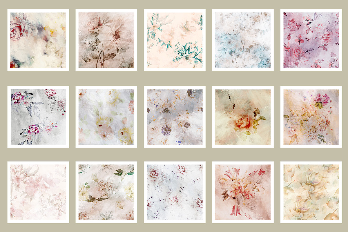 Watercolor Floral Backgrounds, a Background Graphic by sibel dayı (Photo 5 of 9)