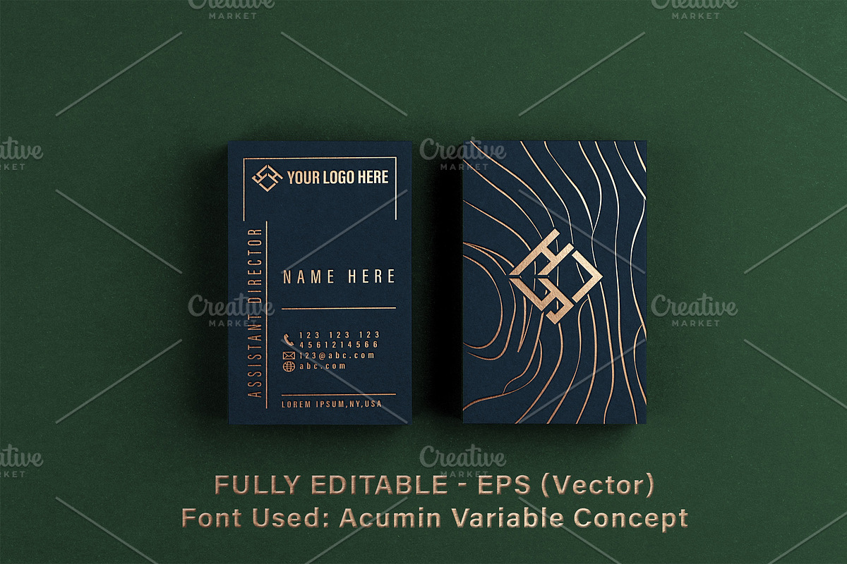 Portrait Business Card Design Vector, a Business Card Template by Pixelicious