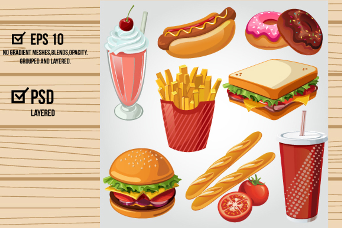 Fast Food Item Set, an Icon by Propylparaben
