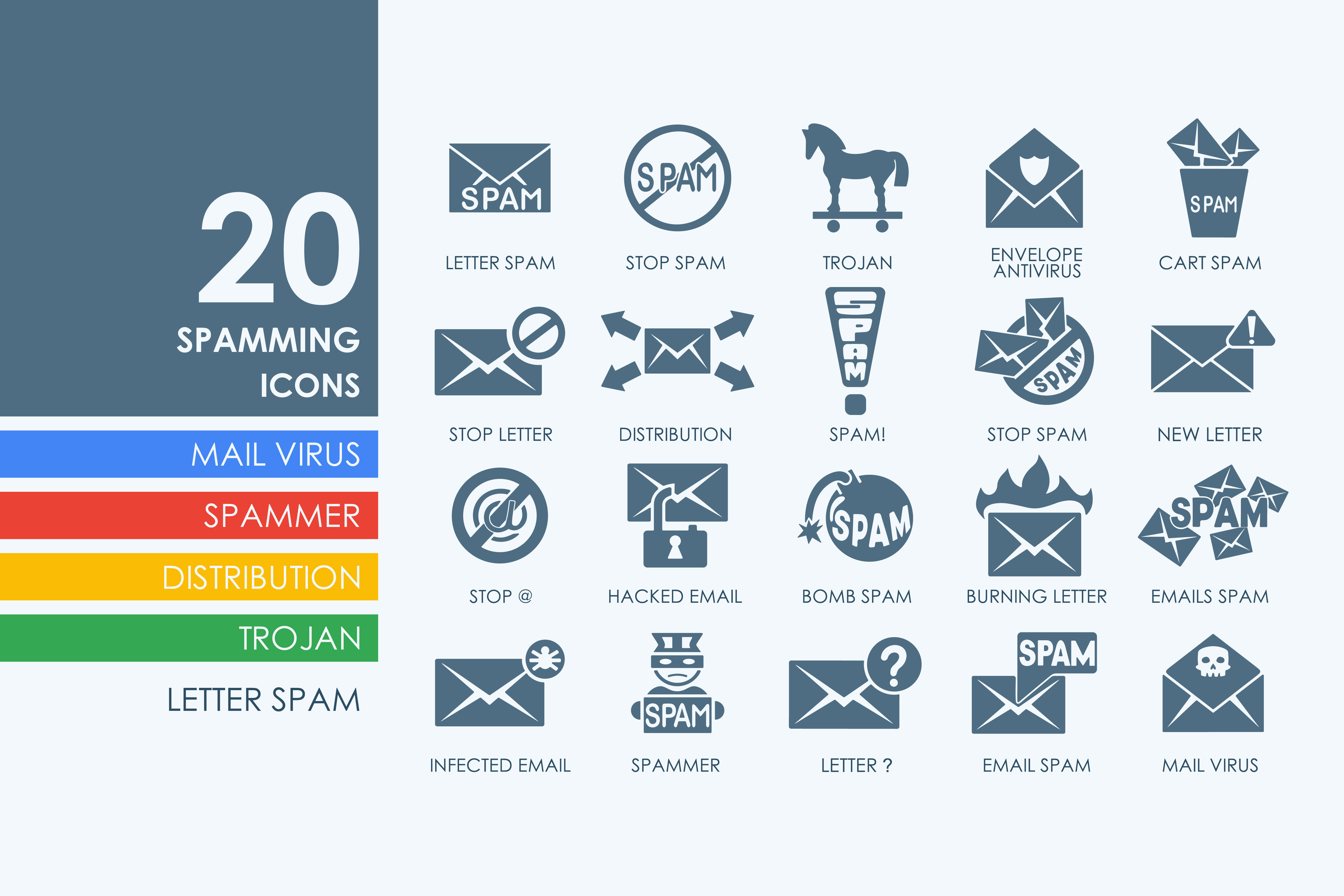 20 spamming icons | Outline Icons ~ Creative Market
