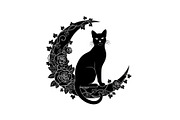 Cat on Crescent Moon Bundle, an Illustration by jahid234 (Thumbnail 2 of 31)