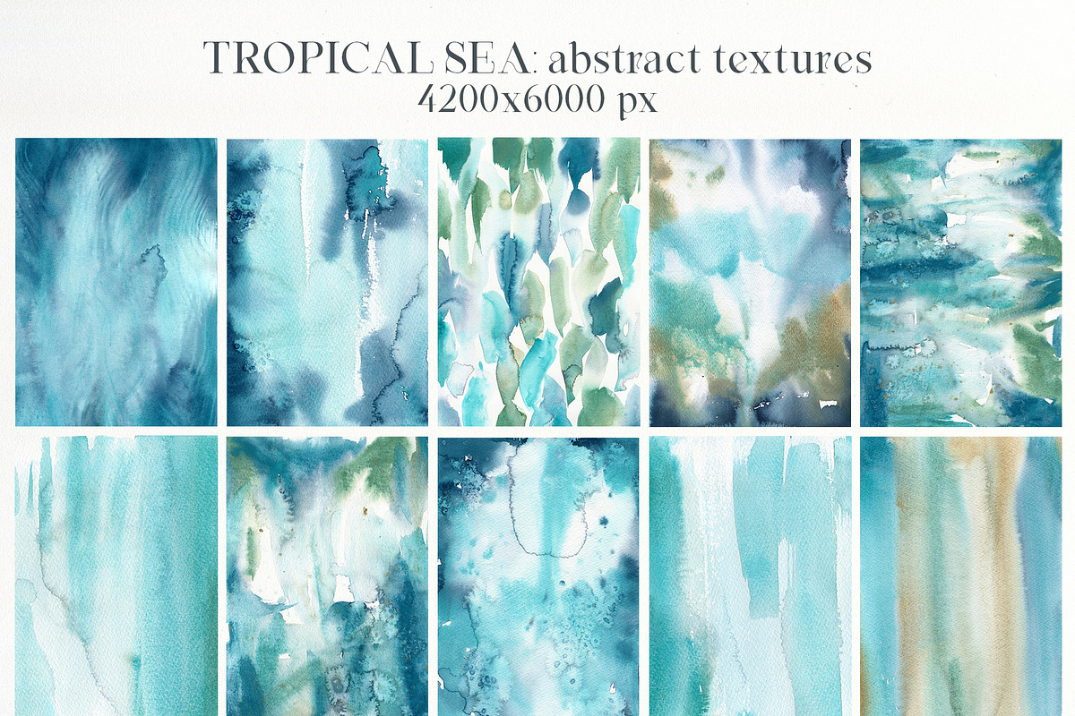 Watercolor ocean animals background, an Animal Illustration by Yuliya Derbisheva (Photo 10 of 13)