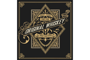 Whiskey label with old frames., a Decorative Illustration by OneVectorStock