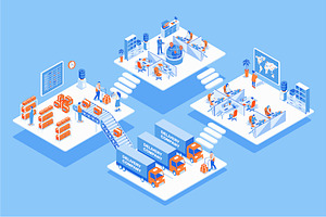 Isometric Office Illustrations Pack