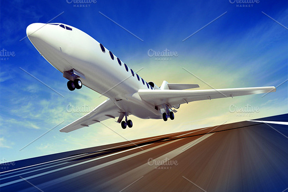 Passenger Plane Fly Up Over Take Off