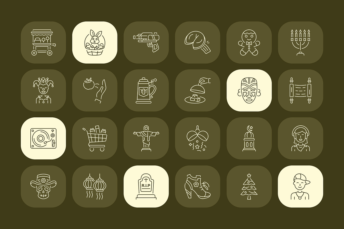 Animated Festival Icon Art Set, an Outline Icon by Prosymbols (Photo 3 of 4)