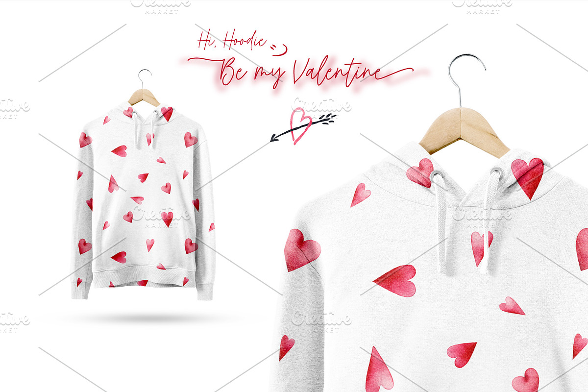 Be my Valentine, Watercolor cliparts, an Illustration by ollalya (Photo 9 of 9)