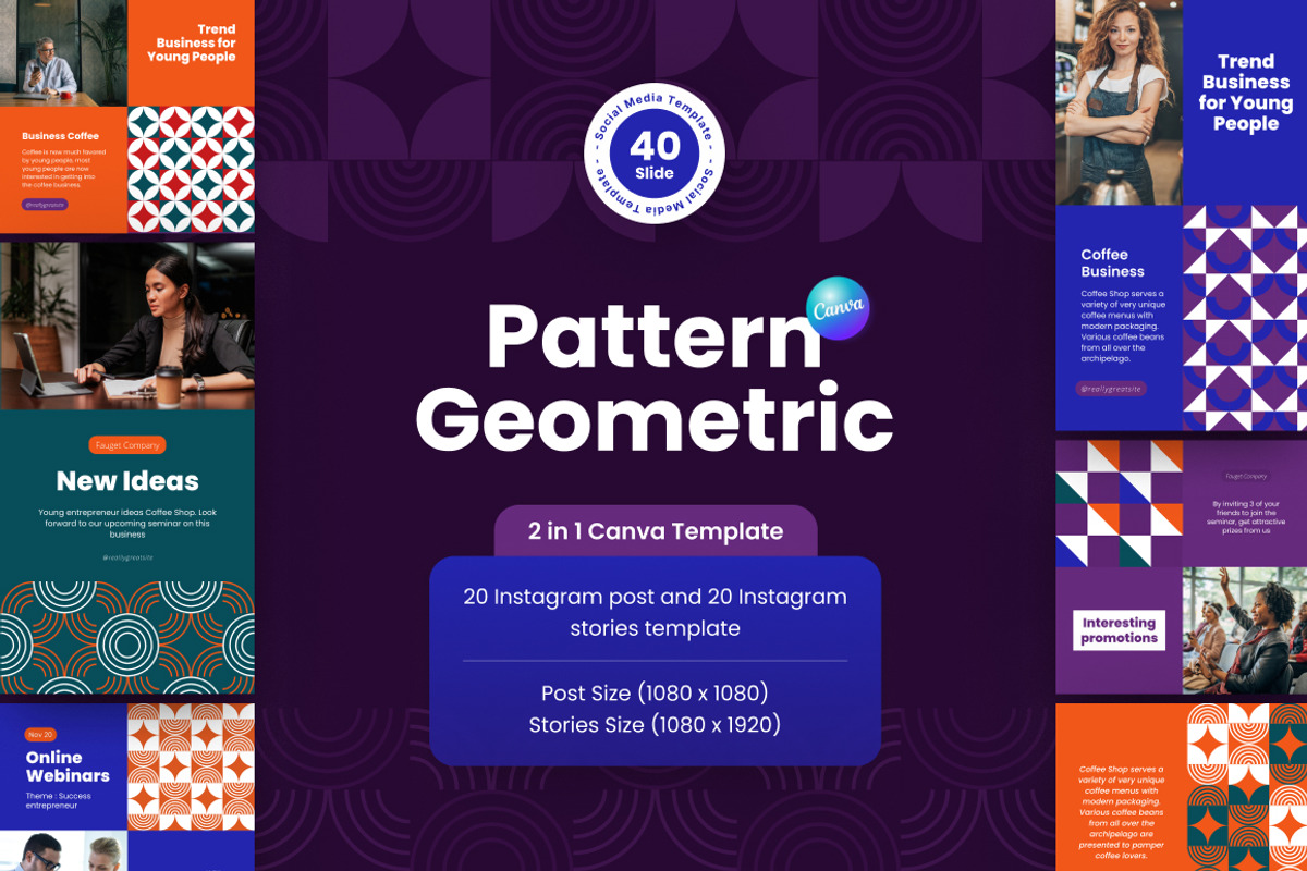 Pattern Geometric Canva Template, a Social Media Template by Brandearth RRGraph (Photo 1 of 8)