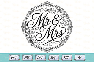 Mr and Mrs Wedding Typography Design, a Decorative Illustration by Ghagra