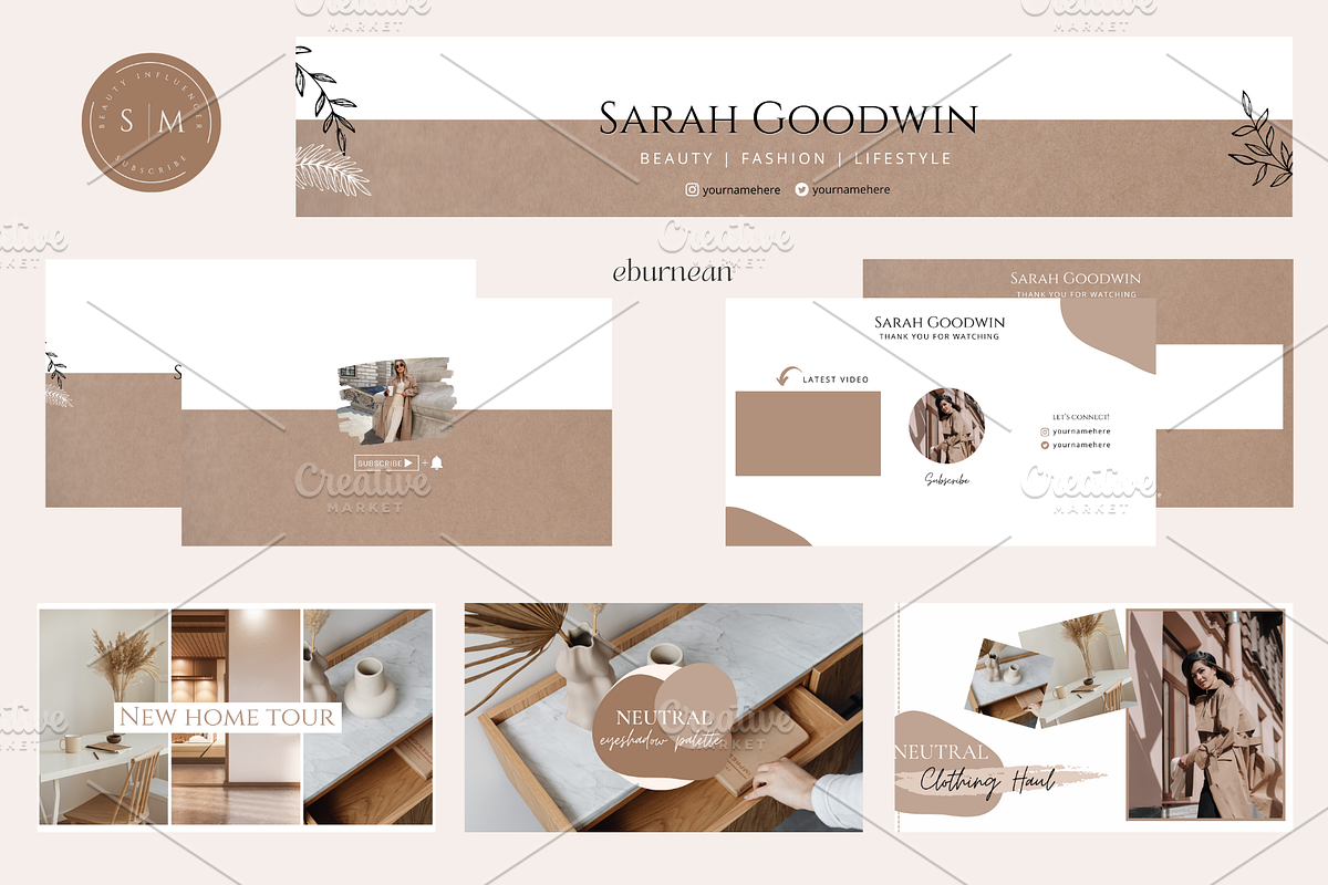 Brown YouTube Branding Kit Canva, a Social Media Template by Studio Eburnean (Photo 2 of 5)