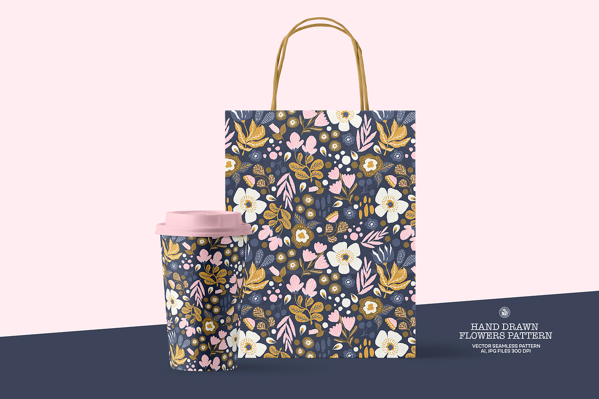 Hand Drawn Flowers Pattern 2, a Pattern Graphic by Webvilla Studio (Photo 2 of 6)