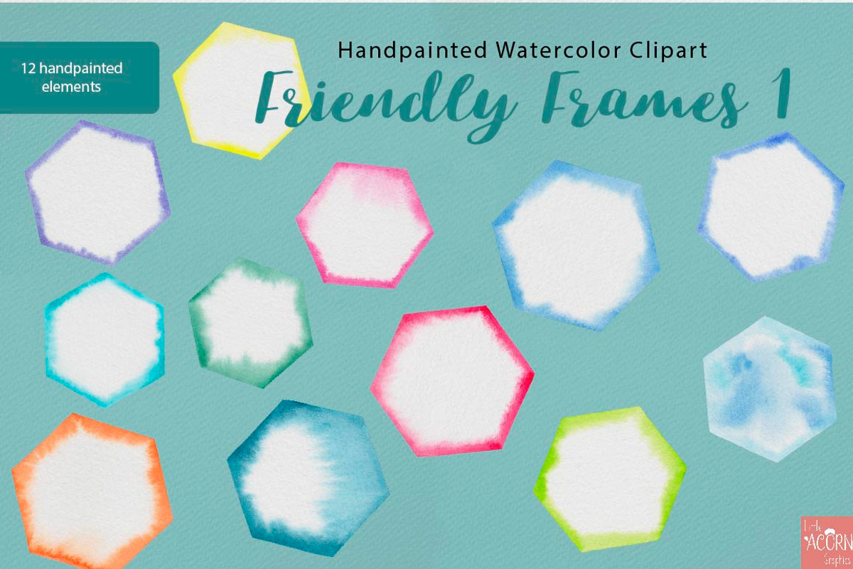 Watercolor Friendly Frames 1 PNG, an Object Graphic by LittleAcornGraphics (Photo 6 of 6)