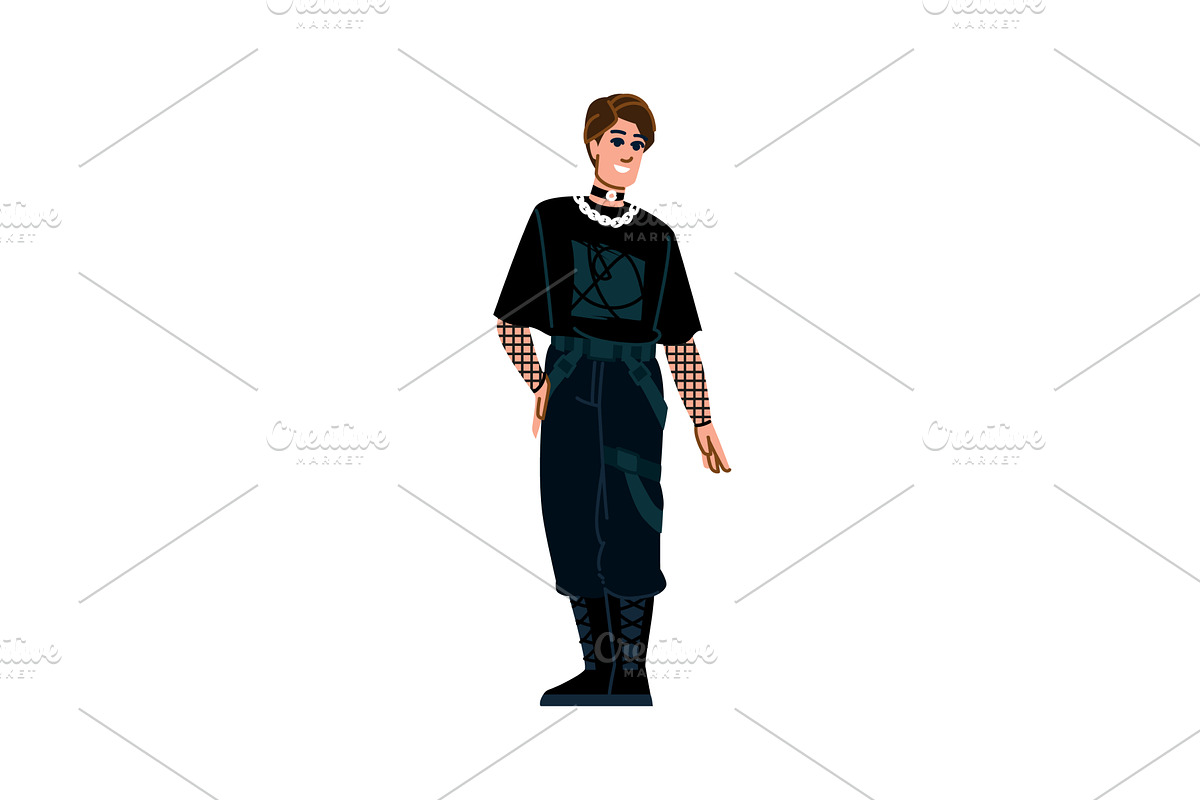 Young man wearing goth fashion, an Object Illustration by pikepicture