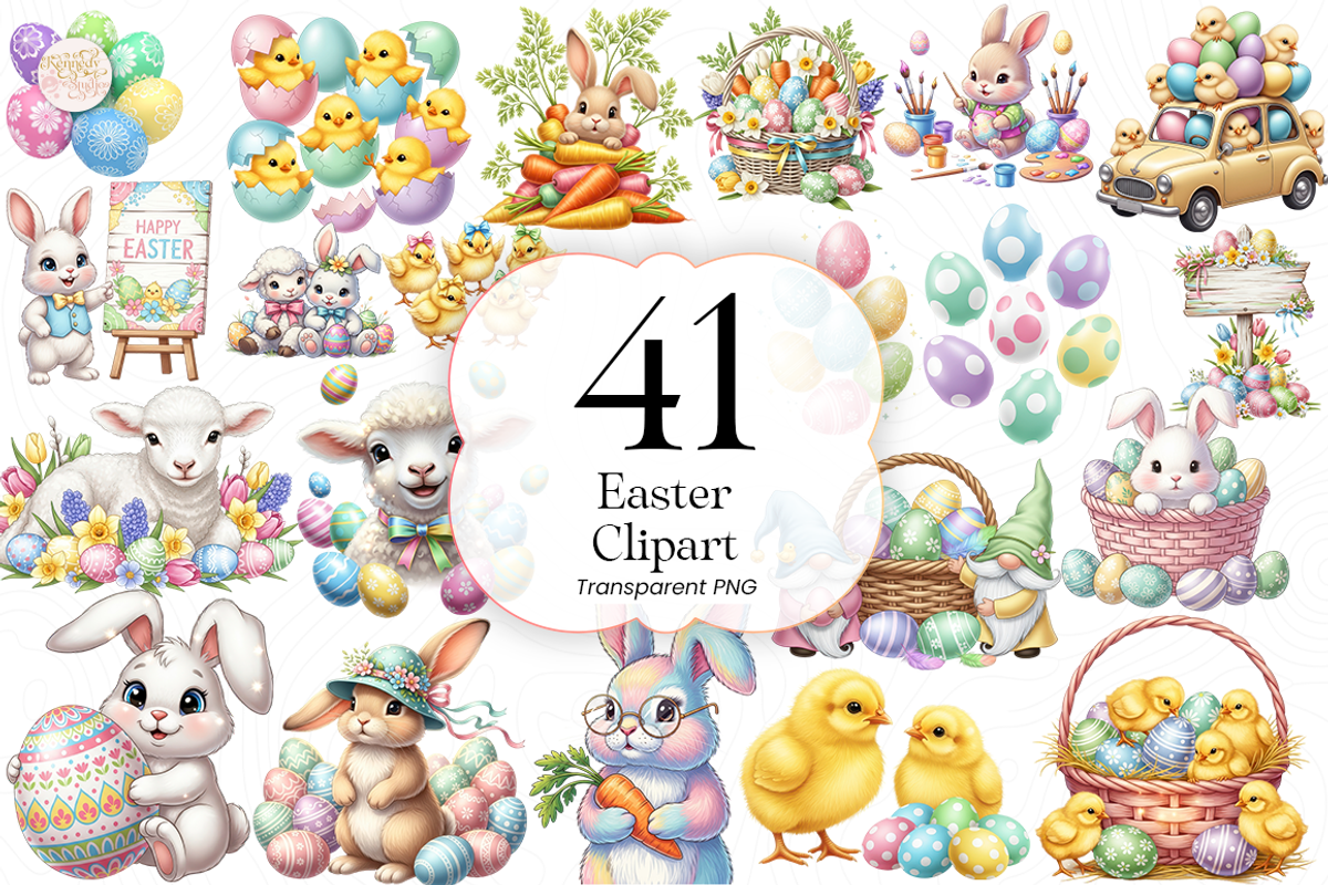Easter Bunny PNG Clipart Cute., an Animal Illustration by KennedyStudio (Photo 1 of 5)