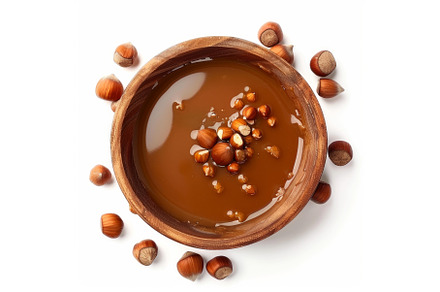 Wooden bowl with delicious caramel, a Food & Drink Photo by Ylivdesign