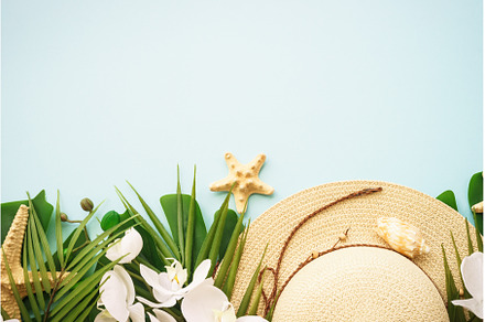 Summer flat lay background, sea, a Holiday Photo by Nadia-nb