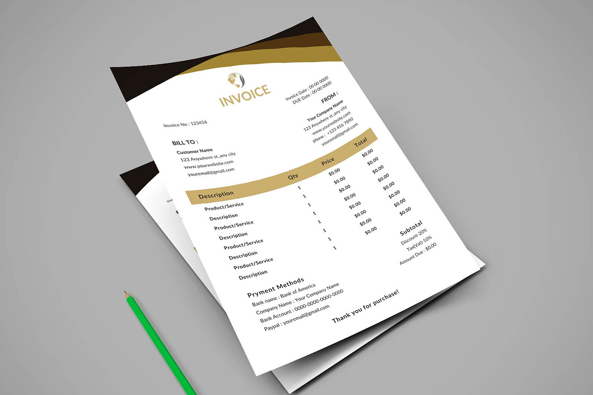 Invoice Template, a Stationery Template by LaxmiOwl (Photo 5 of 6)