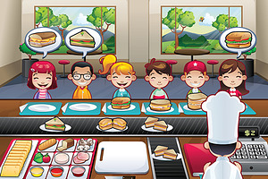 Restaurant fast food with kids