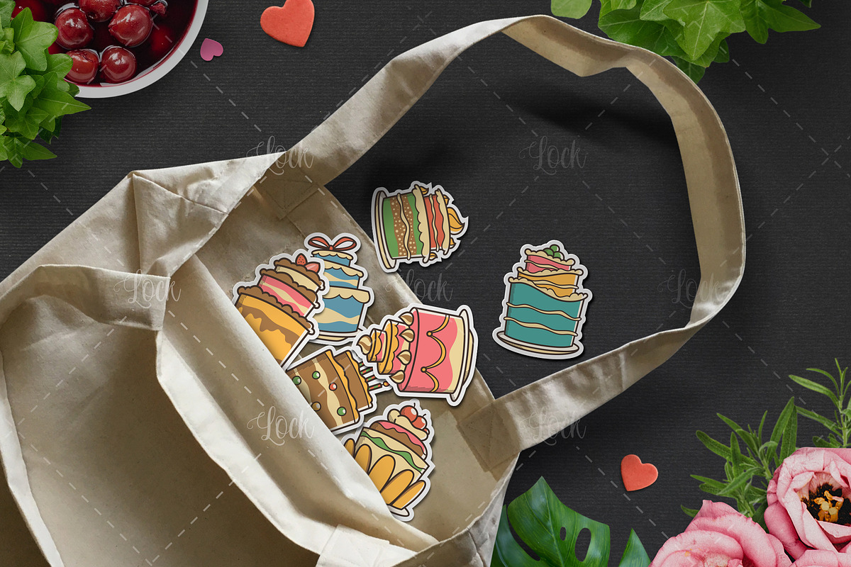 Set of Birthday cake sticker design, an Object Graphic by Allmostudio (Photo 2 of 4)
