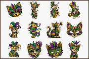 Mardi Gras Cute Kitty Clipart, an Illustration by Sublimation Artist (Thumbnail 3 of 6)