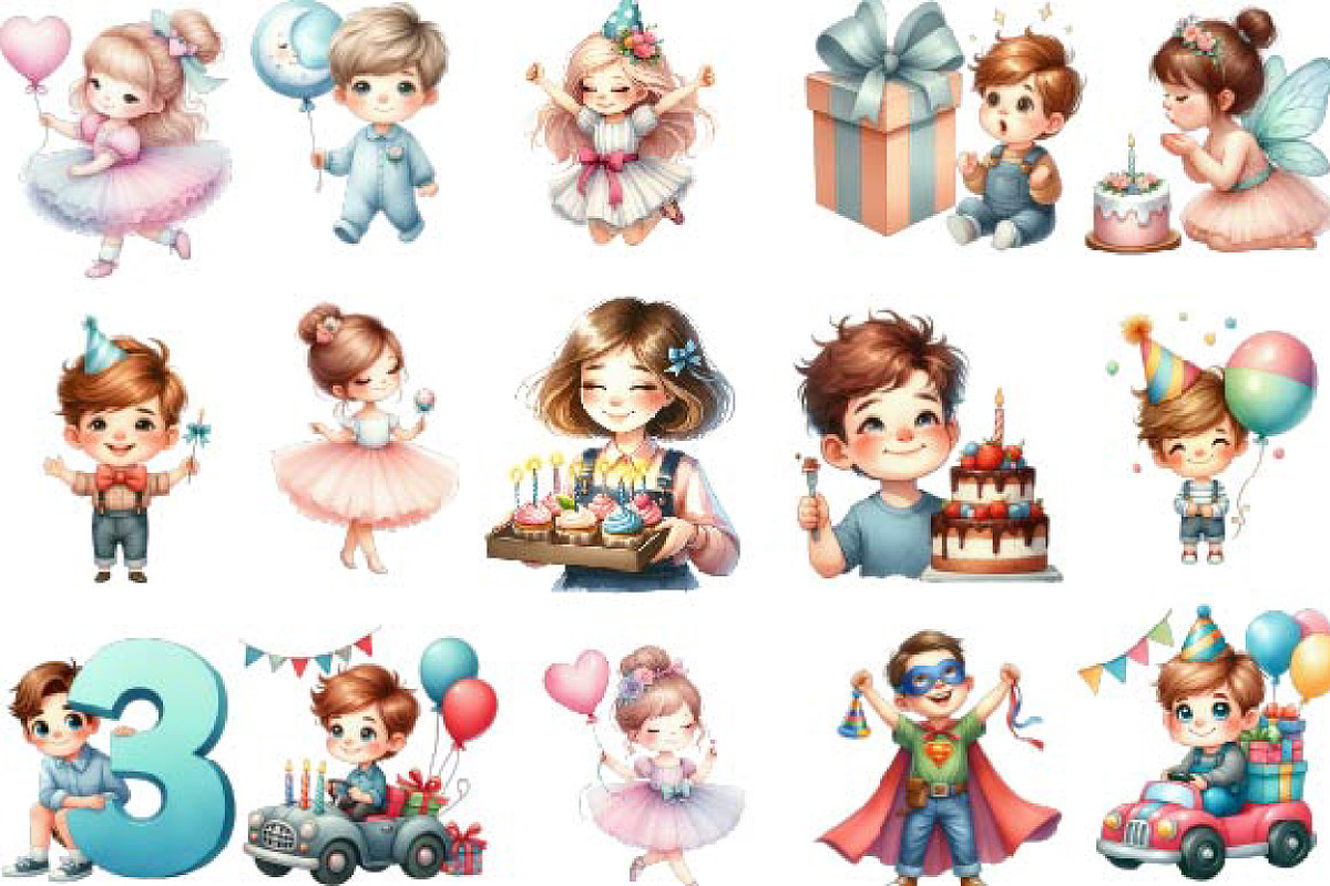 Little Boy and Girl Birthday, an Illustration by Designking (Photo 2 of 4)