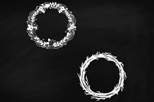 Chalk Floral Deco Wreaths Clip Art