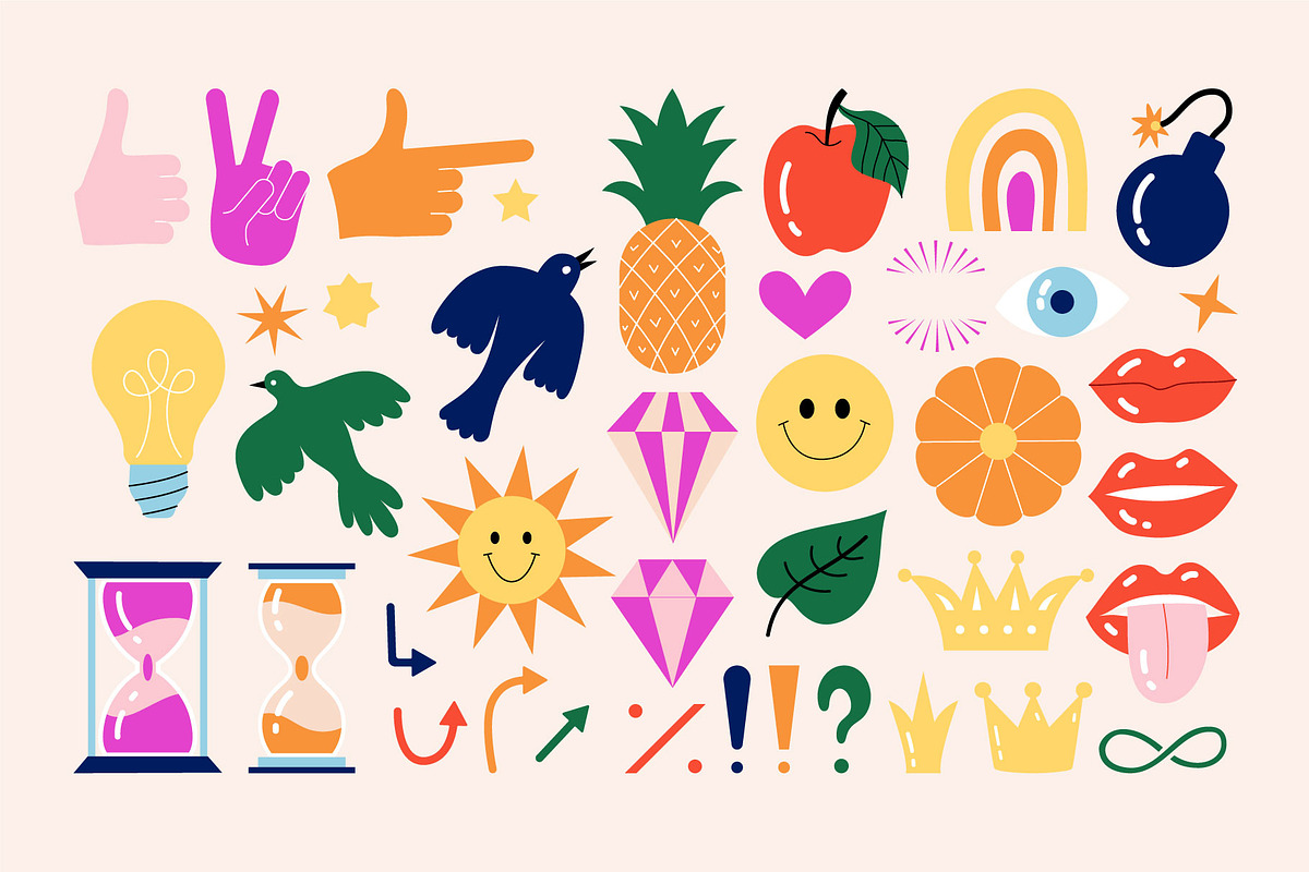 Retro stickers, vector creator, an Object Graphic by Yamurchik (Photo 7 of 8)