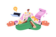 Multitasking, work and life balance, a Person Illustration by PaperTrident (Thumbnail 2 of 9)