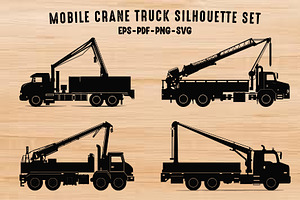 Mobile Crane Truck Silhouette Vector, a Transportation Illustration by Gfx Expert Team
