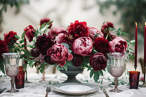 Wedding composition of dark red