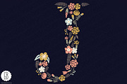 Floral letters, monogram, floral NJB, a Decorative Illustration by GrafikBoutique (Thumbnail 3 of 3)