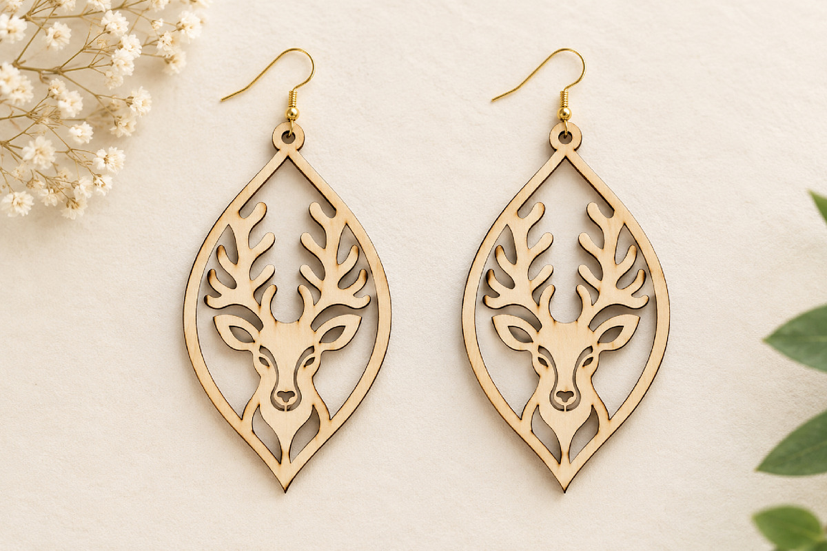 Reindeer Earrings Laser Cut SVG, an Object Graphic by Canvas Craft (Photo 2 of 3)