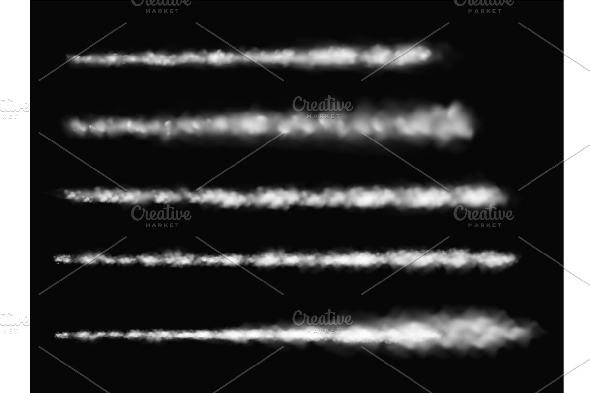 Smoke tail. Realistic white smoke, an Object Illustration by Frogella