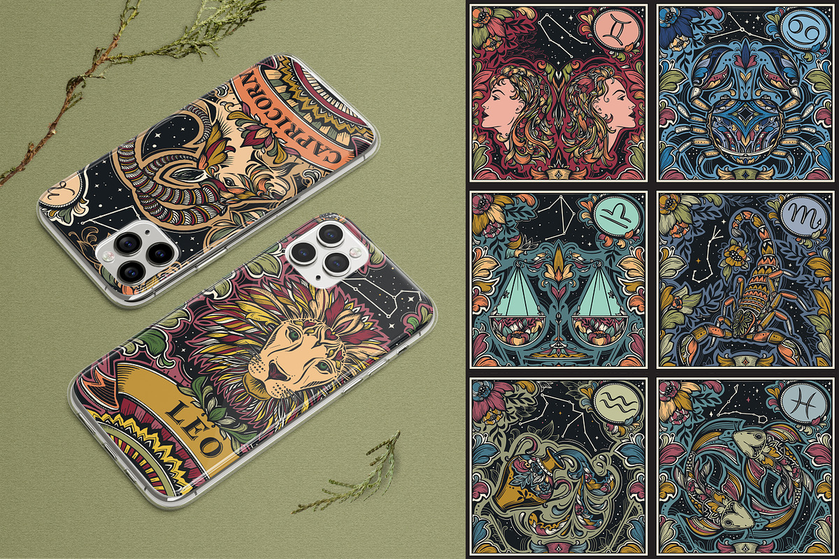 Zodiac Vector Set, a Decorative Illustration by Molly art (Photo 10 of 16)
