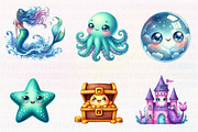 Kawaii Mermaid Clipart, an Illustration by CreationArt (Thumbnail 5 of 5)